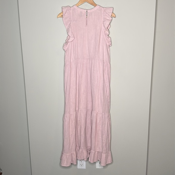 Universal Thread Cotton Ruffle Sleeveless Maxi Dress in Pale Pink Size Large - Picture 5 of 10
